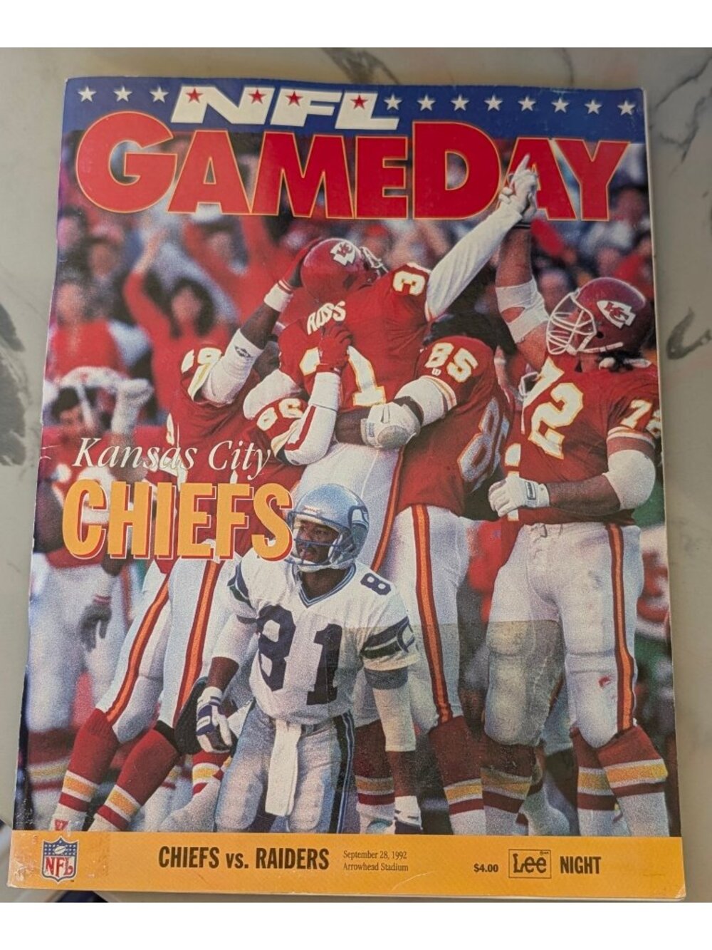 NFL Gameday Program Chiefs Vs. Raiders September 28 1992 Arrowhead Stadium Vinta
